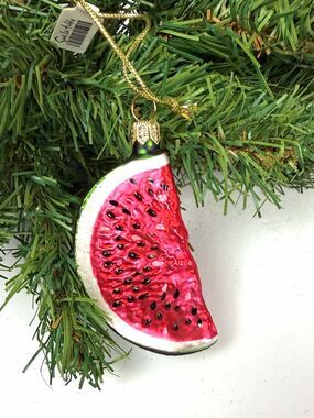 Glass Christmas Ornament Watermelon made in Poland for Sur La Table